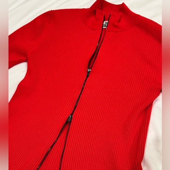 women's mock turtleneck double zip ribbed sweater by future collective - Picture 2 of 4